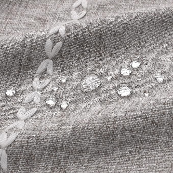 MitoVilla Boho Extra Long Shower Curtain 72 x 96, Grey Modern Farmhouse 96 inch XL Polyester Linen Texture Tassel Fabric Shower Curtain Set with Hooks for Cottagecore Country Bathroom Decor,Grey