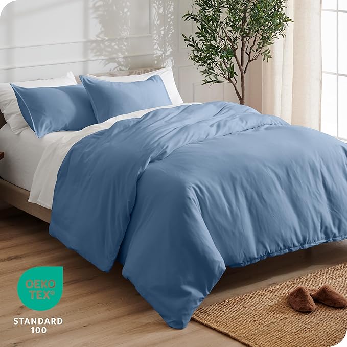 Bare Home Bedding Duvet Cover Queen Size - Premium 1800 Super Soft Collection - Lightweight, Cooling Duvet Cover - Soft Breathable Bedding (Queen, Coronet Blue)
