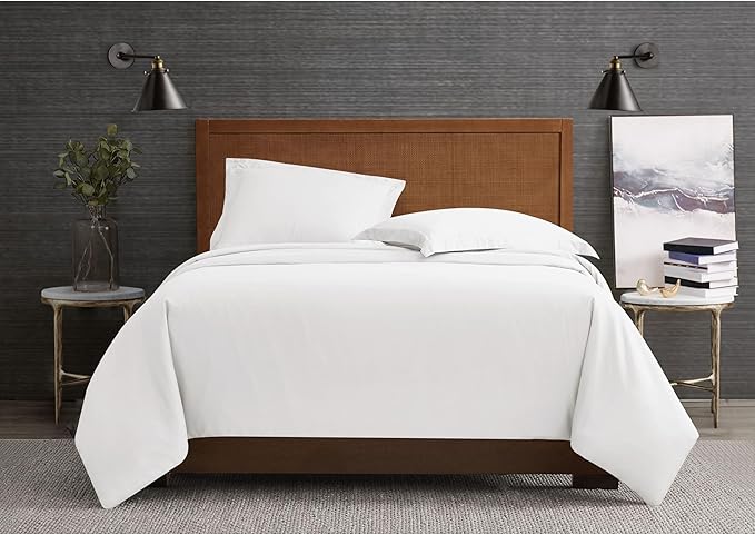 London Fog Garment Washed Solid Duvet Set White Microfiber 3-Piece Full/Queen Duvet Set, Solid Themed, Adult and Teen, Oeko-TEX Certified