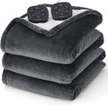 Bedsure Electric Blanket Queen Size - Dual Control Heated Blanket Queen, Fast Heating with 10 Time Settings & 10 Heat Settings, Warm Gift for Grandma (84x90 inches, Dark Grey)