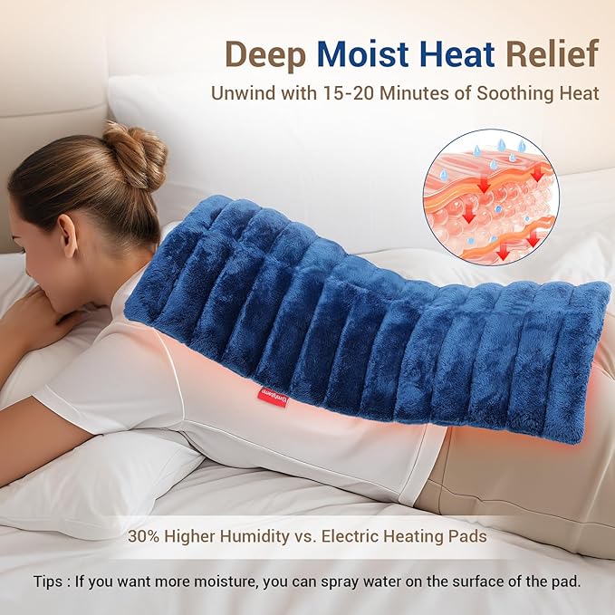 Comfytemp Large Microwave Heating Pad for Back, Neck Shoulders, FSA Eligible HSA Store, 12"x22" 3.6LB Microwavable Moist Heating Pads for Period Cramps, Warm Compress Christmas Gifts for Women Elderly
