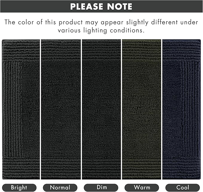 Madison Park Splendor Reversible 100% Cotton Tufted Bathroom Rug-3000 GSM Hotel Quality Luxurious Plush Medium Pile Bath Mat Absorbent, Quick Dry, Shower Room Décor, 20x30 Black
