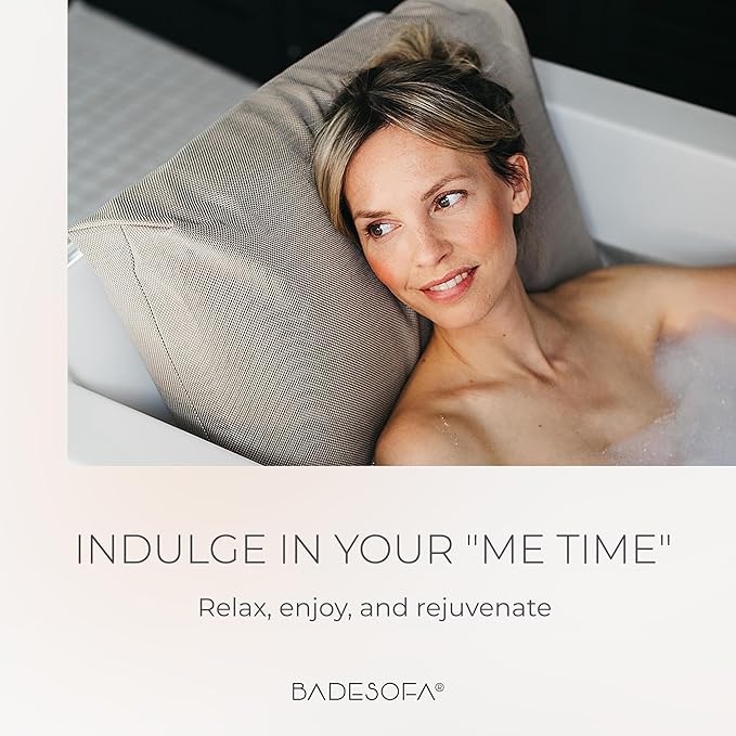 BADESOFA® Luxury Bath Pillow S - Ultra Comfortable & Quick-Drying Bath Back Pillow - Washable Full Body Bath Pillow for Bathtub - Therapeutic Head and Neck Support - Luxury Spa Cushion in Grey