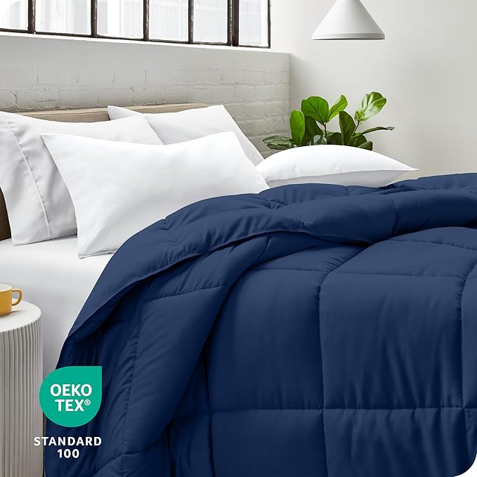 Bare Home Duvet Insert Comforter - Twin/Twin Extra Long - 8 Duvet Loops - Goose Down Alternative - Ultra-Soft - Premium 1800 Series - All Season Warmth - Bedding Comforter (Twin/Twin XL, Dark Blue)