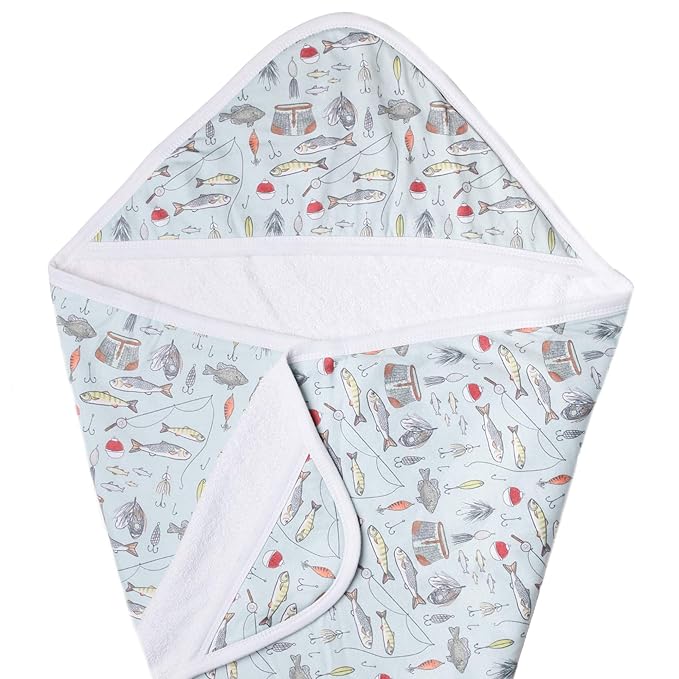Copper Pearl Hooded Bath Towels Premium Knit/Terry Cloth Baby Towels with Hood, Pockets, and Cool Designs - Great to Gift and Make Bath Time Fun - Baby Bath Towel, Trout