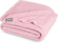 Bare Home Light Pink Waffle Blanket, 108Wx90L, 100% Cotton, Soft & Breathable for All Seasons, Lightweight Blanket, Perfect for Layering Bed, Sofa & Couch (King/Cal King, Light Pink)