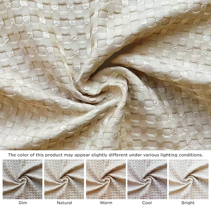 MIYE Pleated Waffle Weave Bed Skirt, Tailored Dust Ruffle 12 Inch Drop Easy Fit, Machine Washable,No Split Corners (Beige, Twin - 12" Drop)