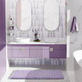 Yimobra Luxury Bathroom Rugs, Fluffy Bath Mats, Non Slip, Water Absorbent Microfiber, Machine Washable, Plush Soft Runner Shower Rugs, Thick Matts for Bathroom Floor&Tub, 47"x 24", Purple and White