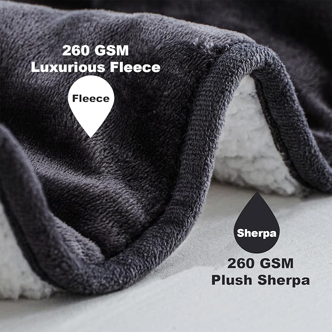 Weighted Blanket for Adults 15 Pounds 60x80 inches, Sherpa Fleece Throw Blanket Queen Size with Soft Plush Flannel Top, Fuzzy Fluffy Cozy Warm and Thick Heavy Blanket for Winter