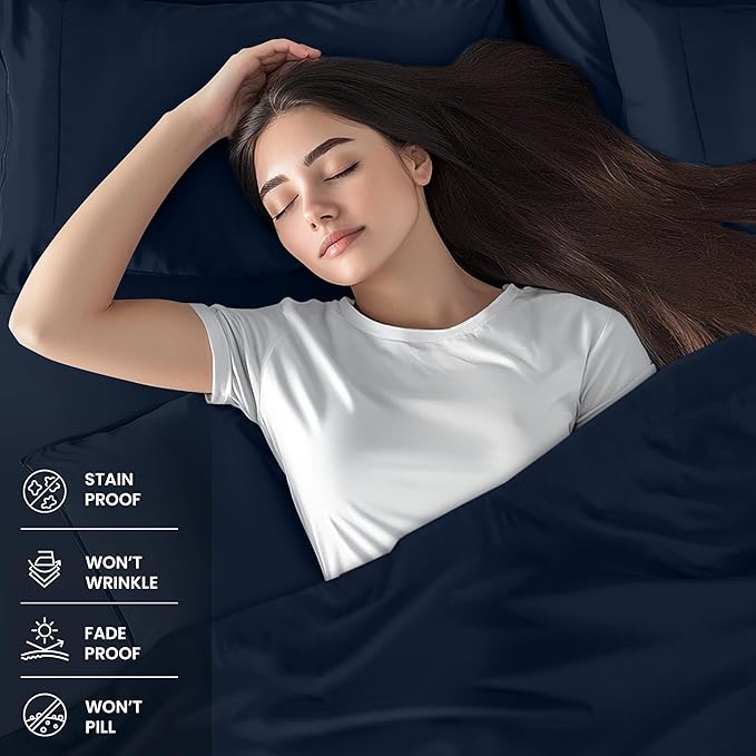 Utopia Bedding Twin XL Sheet Set – 3 Piece Bed Sheets for Twin XL Size Bed, Soft and Breathable Microfiber, Includes 1 Fitted Sheet, 1 Flat Sheet and 1 Pillowcase (Navy Blue)