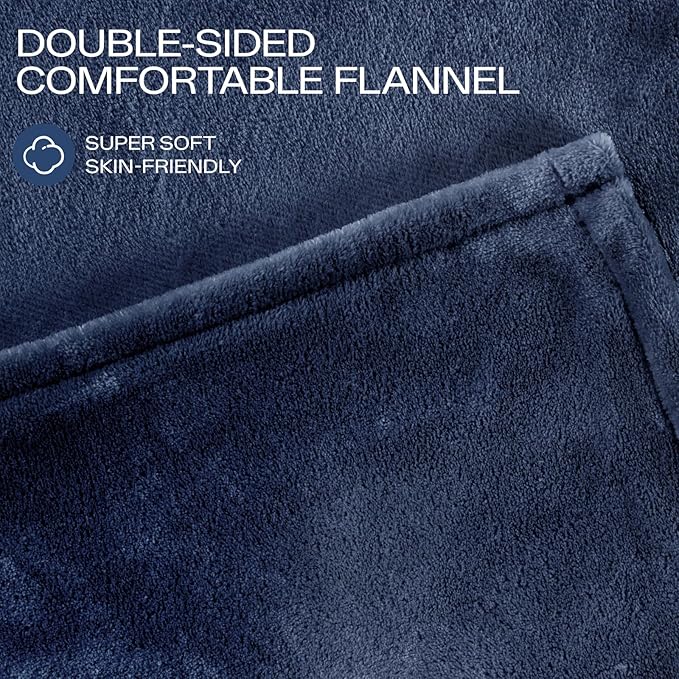 Electric Blanket King Size, Heated Blanket Soft Flannel Heating Blanket King Size with 10 Hours Auto Off, 8 Heating Levels, Machine Washable ETL Certification (Navy Blue, 90" x 100")