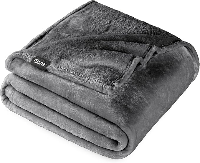 Bare Home Fleece Blanket - Throw Extra Long - Ultra-Soft Lightweight for Bed, Sofa, and Couch - Luxury Microplush - Cozy Warm Blanket (Throw XL, Grey)