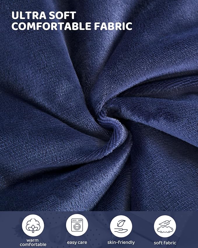 Heated Blanket Electric Blanket Throw Size, Super Soft Cozy Upgraded Flannel Heating Blanket with 9 Heating Levels & 1-9 Hours Auto Off, Fast Heating & Overheat Protection, 50" x 60", Blue