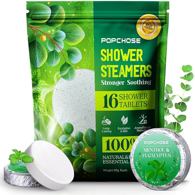 Shower Steamers Aromatherapy 16 Pack, Stocking Stuffers Christmas Gifts for Women, White Elephant Gifts for Adults, Eucalyptus for Shower Quick Relief Nasal Congestion, Self Care & Home Spa Relaxation
