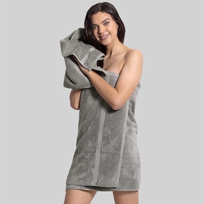 Chakir Turkish Linens 100% Cotton Premium Turkish Towels for Bathroom | 2 Bath Towels - 2 Hand Towels, 2 Washcloths (6-Piece Towel Set, Gray)