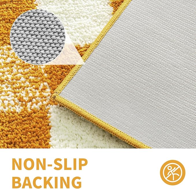 CozeCube Bath mats for Bathroom Non Slip, Fluffy Absorbent Microfiber Bath mat Washable, Aesthetic Bathroom Rugs, Cute Harvest Gold Checkered Bath mat, Harvest Gold, 32" x 20"