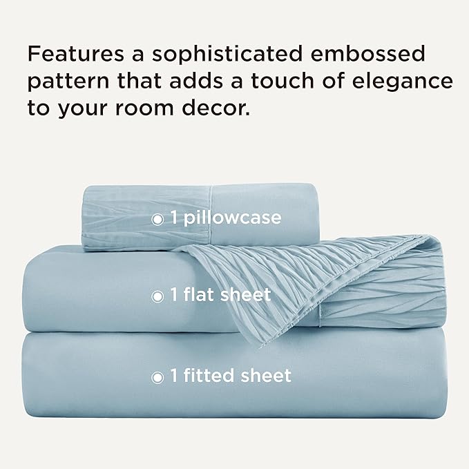 Bedsure Twin XL Sheet Sets Dorm Bedding - 3 Pieces Soft Extra Long Twin Sheets, Hotel Luxury, Easy Care Microfiber for Women, Men, Light Blue