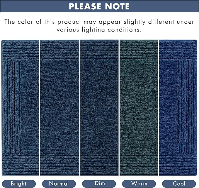 Madison Park Splendor Reversible 100% Cotton Tufted Bathroom Rug-3000 GSM Hotel Quality Luxurious Plush Medium Pile Bath Mat Absorbent, Quick Dry, Shower Room Décor, 24x36 Navy