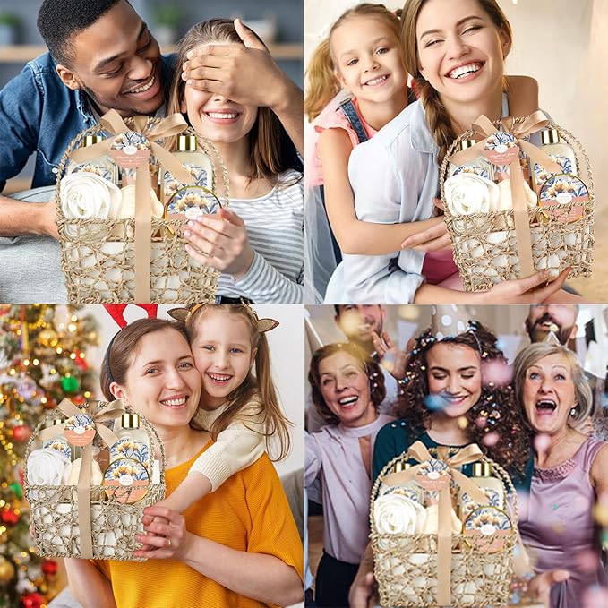 Home Spa Gift Basket, Bath Spa Kit for Women, with Body Lotion, Shower Gel, Bubble Bath, Body Scrub, Bath Salt, Bath Bomb, Bath Gift Set for Mother, Wife Her, with Magnolia and Jasmine Scent