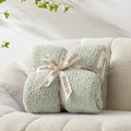 Snuggle Sac Heather Sage Green Throw Blanket for Couch, Reversible Super Soft Knitted Blankets Warm Cozy Fuzzy Throws for Sofa, Bed, Camping, Sage Green, 50x60 inches