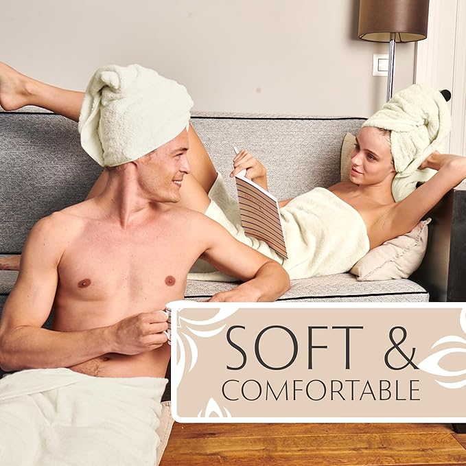 MAURA Ivory Extra Large Turkish Cotton Luxury Bath Towels Set of 4. Ultra-Soft, Thick & Plush Towels for Bathroom - Cream
