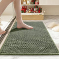 Bathroom Rugs Non Slip Washable, Super Absorbent Thin Bath Mat for Small Quick Dry Low Pile Bathroom Rug, (Dark Green, 32″x20″)
