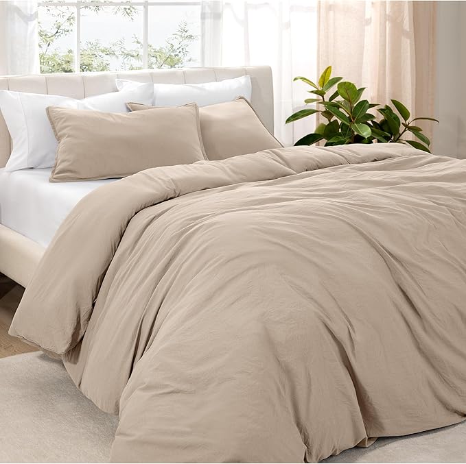 Bare Home Microfiber Duvet Cover Set - Ultra Soft Washed Microfiber - King/California King - Linen-Like Look - Easy Care - Breathable Fabric - Our Softest Duvet Cover Set (King/Cal King, Pebble Beach)