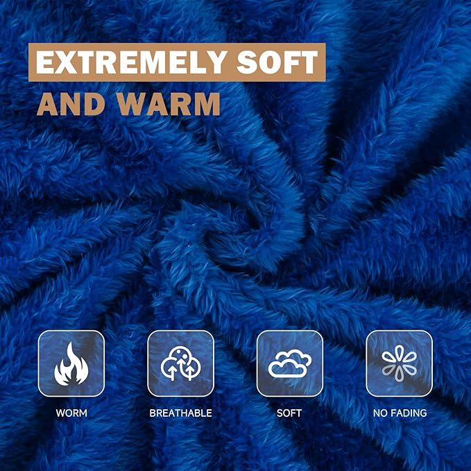 DOWNCOOL Large Body Pillow Insert with Faux Fur Cover - Fluffy Long Bed Pillow for Sleeping - Breathable Full Body Pillow for Adults - 20x54 inch (Blue, with Cover)