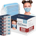 500 Pcs Blue Disposable Face Masks - Level 3 | Bulk 3 Ply Facemask Pack - Soft Breathable Latex Free Non-Woven Dust Mask with Flexible Nose Bridge & Stretchy Ear Loops (10 Packs x 50)