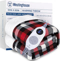 Westinghouse Electric Throw Heated Throw Blanket Soft Flannel & Sherpa Heating Blanket with 6 Heating Levels 2-10 Hours Auto-Off, Fast Heating & Overheat Protection Machine Washable, Red 50x60 Inches