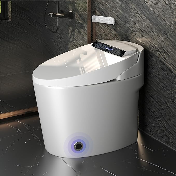 Bidet Toilet, One Piece Toilet with Tankless, Heated Toilet Seat, Bidet Warm Water, Dryer, Foot Sensor Operation, Auto Toilet Flushing