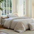 DOZ Duvet Cover Set, 100% Viscose derived from Bamboo, Organically Grown, Buttery Soft, Cooling Duvet Covers, High GSM, 1 Duvet Cover and 2 Pillowcases, 106"x90" (Stripe, King/Cal King)