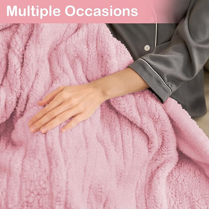 Electric Heated Blanket 6 Heating Settings & 1-10H Auto Off Full 72×84 Double Sided Plush Sherpa Ultra-Soft Warm Thick, Machine Washable, Fast Heating, Home Office Light Pink