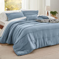 Bedsure Twin Comforter Set - 3 Pieces Pinch Pleat Bed Set, Light Blue Boho Bedding for All Season, 1 Soft Comforter, 1 Pillowcase, 1 Decorative Pillow