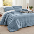 Bedsure King Comforter Set - 4 Pieces Pinch Pleat Bed Set, Light Blue Boho Bedding for All Season, 1 Soft Comforter, 2 Pillowcases, 1 Decorative Pillow