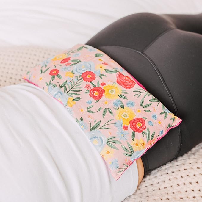 Large Microwave Heating Pad with Flax Seed, Scented or Unscented, Good for Back Pain or Cramps, Moist Heat Therapy or Ice Pack, Microwavable Bean Bag, 6" x 12" (Roses, Lavender & Peppermint)