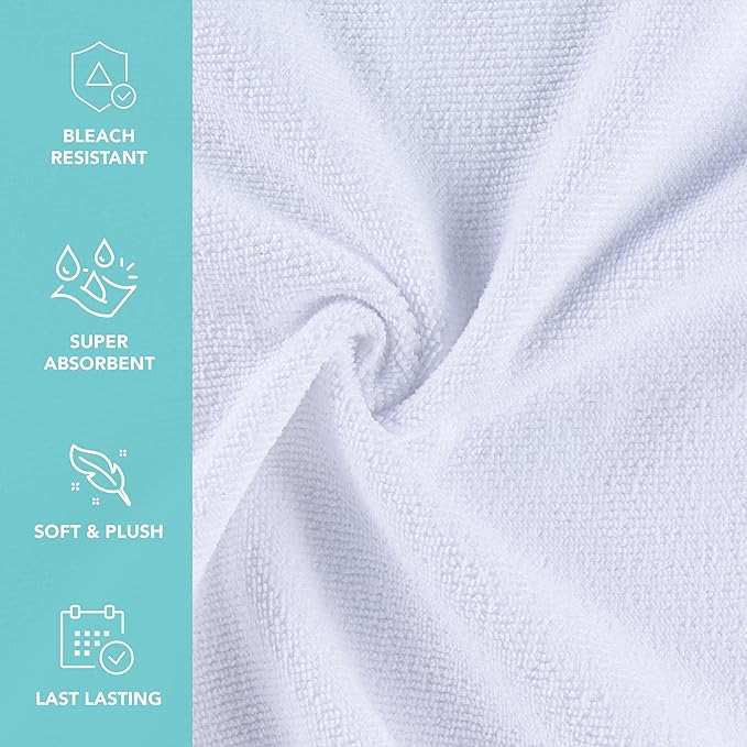 Arkwright Bleach Proof Salon Towels Bulk - Pack of 24 - Ultra Soft, Gentle Microfiber, Highly Absorbent & Quick Dry Spa Facial Towel for Hair Stylist, Nail Shop, and Esthetician, 16 x 27 in, White