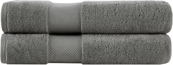 Madison Park Turkish Bath Towel Set 100% Cotton Bath Towel 600GSM Oversized Body Towel 2 Piece, Luxury Soft, Thick Spa Quality, Quick Dry Bathroom Towel, Jumble, 35" x 70", Charcoal