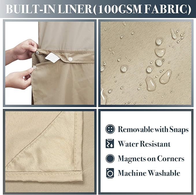 N&Y HOME Extra Long Waffle Weave Shower Curtain with Snap-in Fabric Liner Set, 12 Hooks Included - 71" x 84", Hotel Style, Mesh Top Window, Machine Washable & Water-Repellent - 71x84, Linen