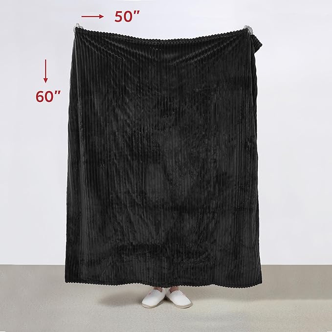 Sunbeam Electric Throw Royal Posh Velvet Heated Blanket,4 Heat Settings, 4-Hour Auto Shut-Off, Fast Heating, Lush, Silky, and Ultra Comfy, Ribbed Ebony Color, 50" x 60"