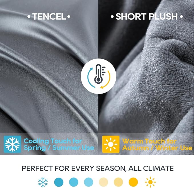 Double-Sided Weighted Blanket King Size 30lbs(88''x104'', All Season Use), Warm Short Plush and Cool Tencel Reversible Weighted Blanket, California King Size for Adults & Couple - Carry Bag Included