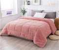 KASENTEX Super Ultra Soft Luxury Plush Sherpa Comforter, Cozy Reversible Fleece - Goose Down Alternative Fill, Machine Washable Bedding, Sunset Rose Pink, King Size