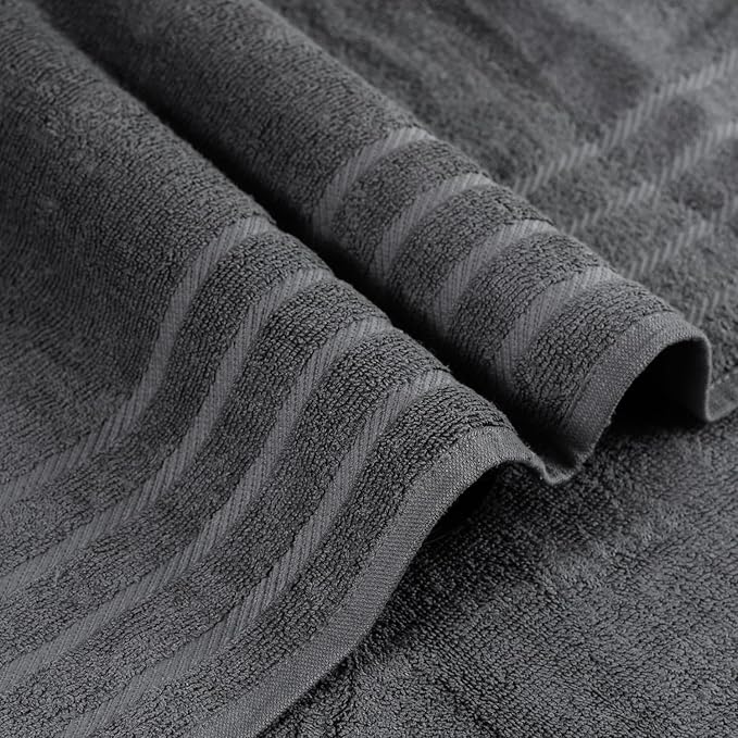 TOALLA_ Bath Towels_30x60_Pk 6_Dark Grey Bath Towels (6-Pack, 30W X 60 L Inches) Dark Grey Color- Cotton Towel for Gym, Bath, Spa, Shaving, Shampoo, for Daily use, Large