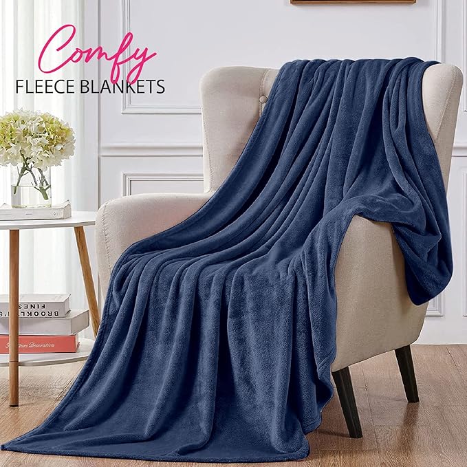 Personalized Passion Blankets with Custom Name & Initial Monogram - Super Soft and Cozy Fleece - Unisex Custom Blanket for Him and Her - 60x40 Inches - Navy