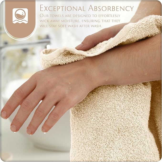 MAURA Basics Hand Towels for Bathroom with Hanging Hook Loops. Soft, Durable, Long Lasting and Absorbent Hand Towel Sets for Bathroom, American Standard Size 16"x28", Cream