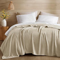 Madison Park Queen Size Blanket, 70% Rayon Bamboo-Based, 30% Cotton, Breathable for Hot Sleepers Menopause, Ultra Soft and Snag-Resistant, Summer Blanket for Bed or Couch, Queen 90"x90" Khaki