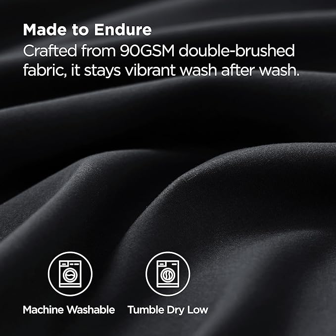Bedsure Black Pillowcase Set - Queen Size (20x30 inches) Bed Pillow Cover - Brushed Microfiber, Wrinkle, Fade & Stain Resistant - Envelop Closure Pillow Case Set of 2