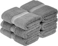 Superior Egyptian Cotton Pile Face Towel/Washcloth Set of 6, Ultra Soft Luxury Towels, Thick Plush Essentials, Absorbent Heavyweight, Guest Bath, Hotel, Spa, Home Bathroom, Shower Basics, Charcoal