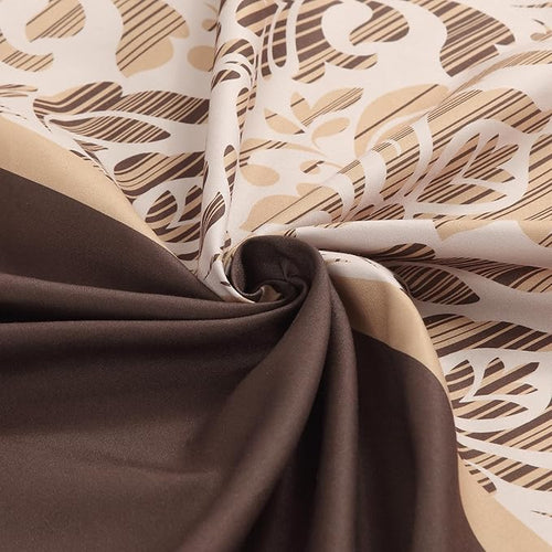 90 Inch Fabric Shower Curtain, Extra Long Brown Damask Shower Curtains for Bathroom, 72" W x 90" H