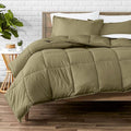 Bare Home Comforter Set - Queen Size - Ultra-Soft - Goose Down Alternative - Premium 1800 Series - All Season Warmth (Queen, Olive)